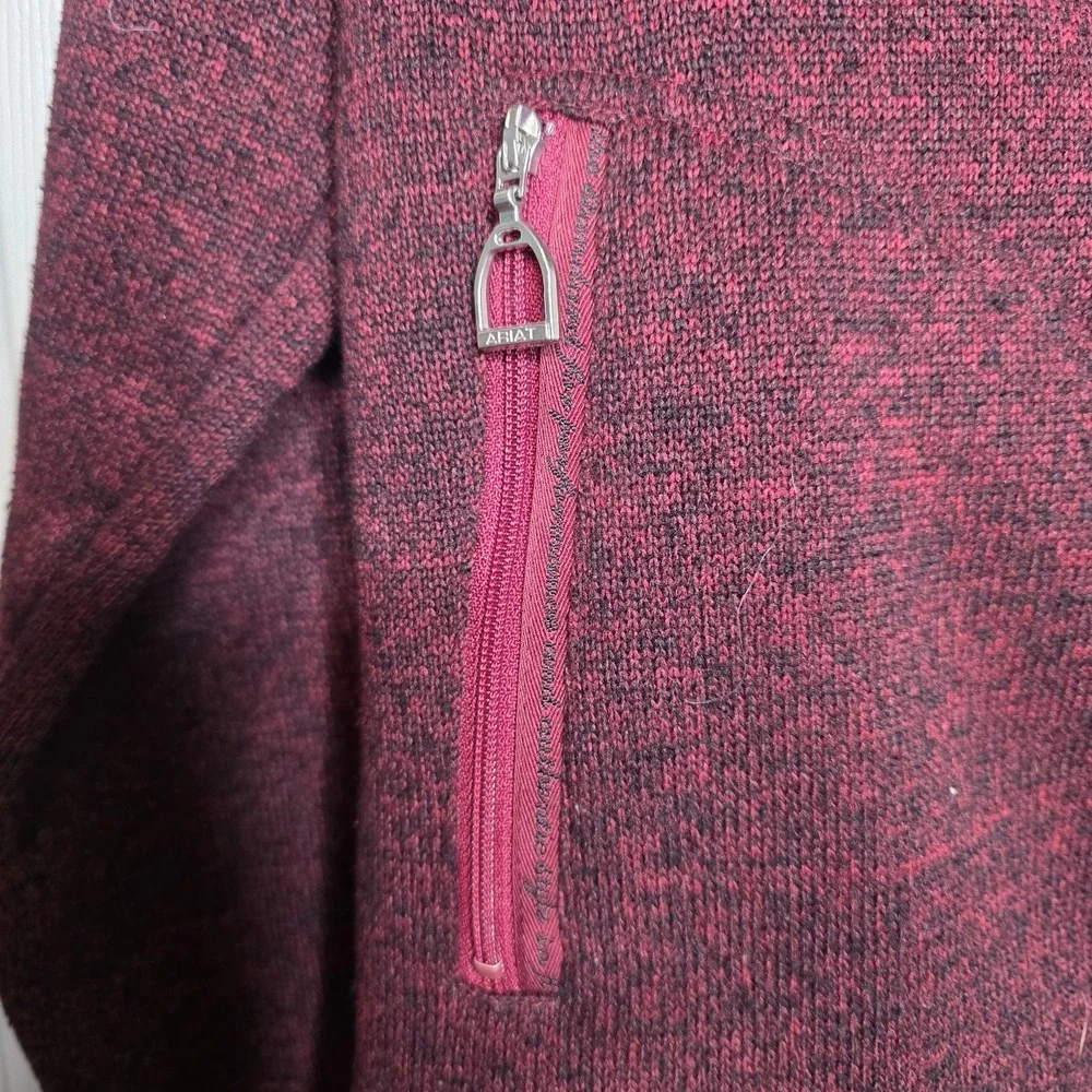 Ariat Contender Fleece‎ Zip Women's Large Cabernet Asymmetrical Zipper Maroon